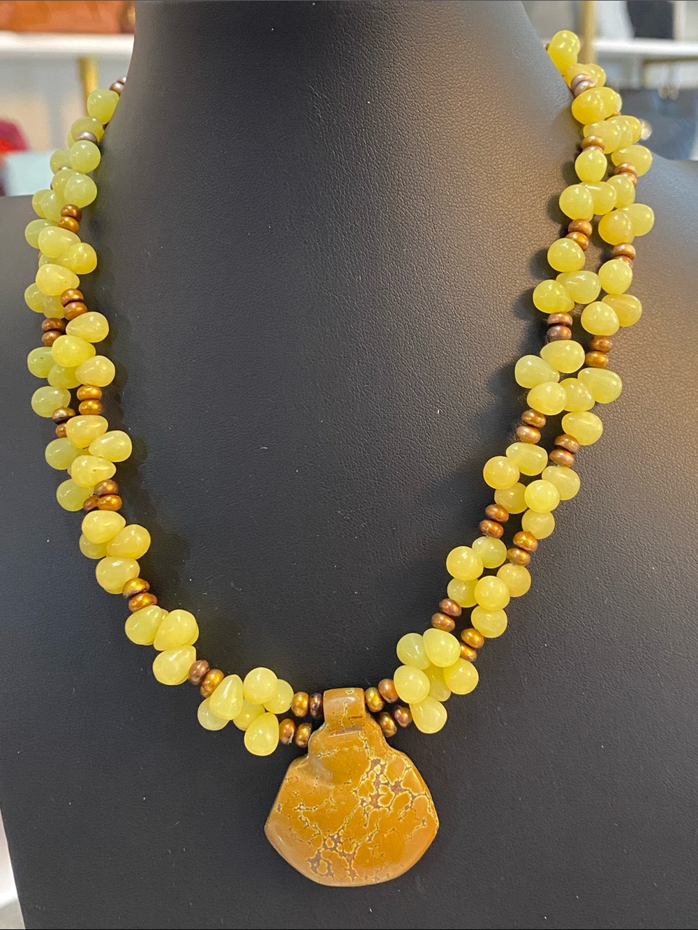 Sterling silver Stone and genuine pearl necklace